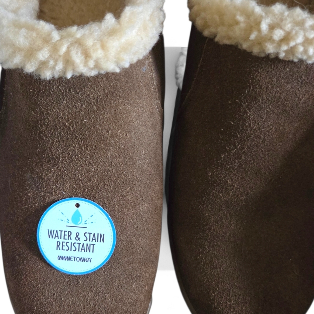 Minnetonka Brown Suede Fur Lined Clogs Like New! - Picture 3 of 7